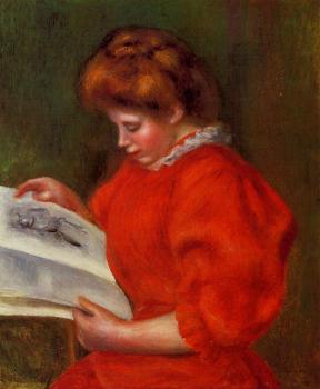 Pierre Auguste Renoir : Young Woman Looking at a Print